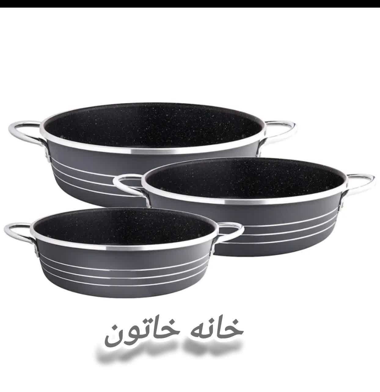 ماهیتابه 3 عددی دو دسته داخل گرانیت برند اسبیکو
